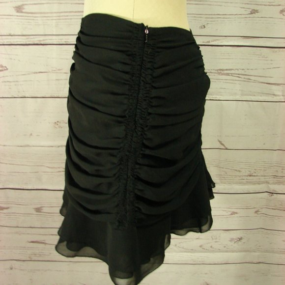 Black Ruched Ruffle Edged Skirt Sz 8 - Picture 5 of 15